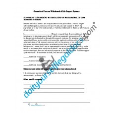 Connecticut Form on Withdrawal of Life Support Systems